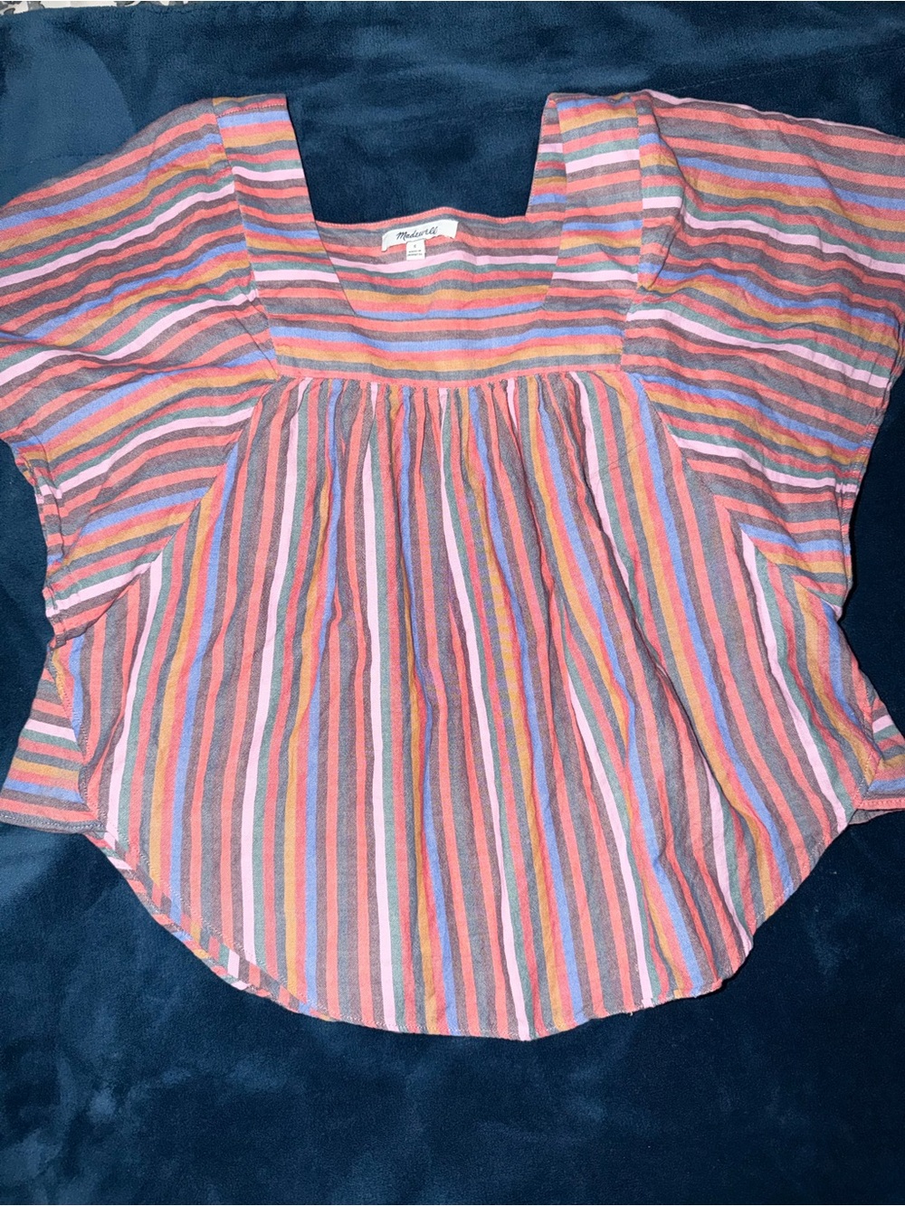 Madewell Multicolor Striped Square-Neck Blouse